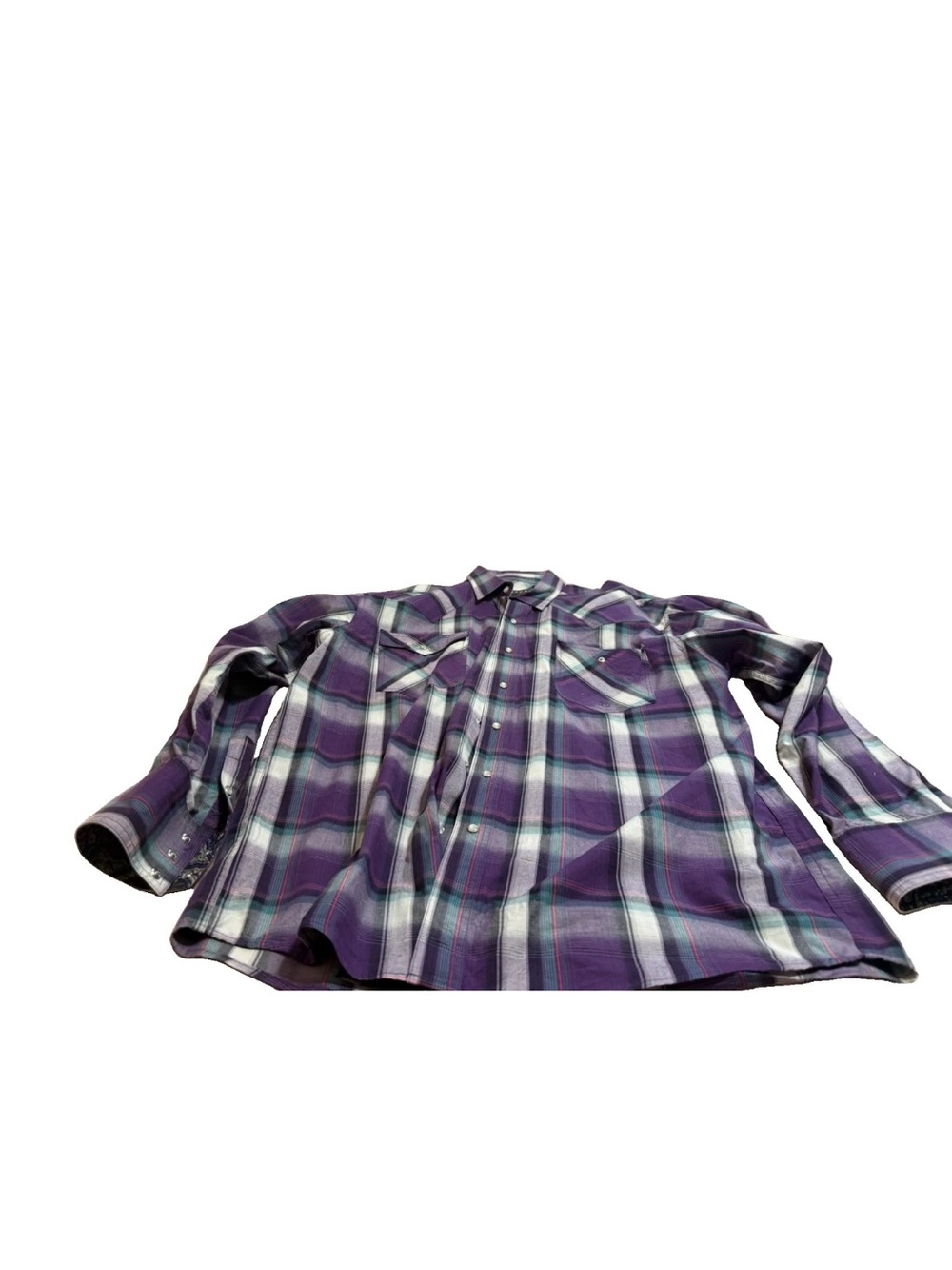 Roper Mens Purple Pearl Button Western Long Sleeve Shirt! Large